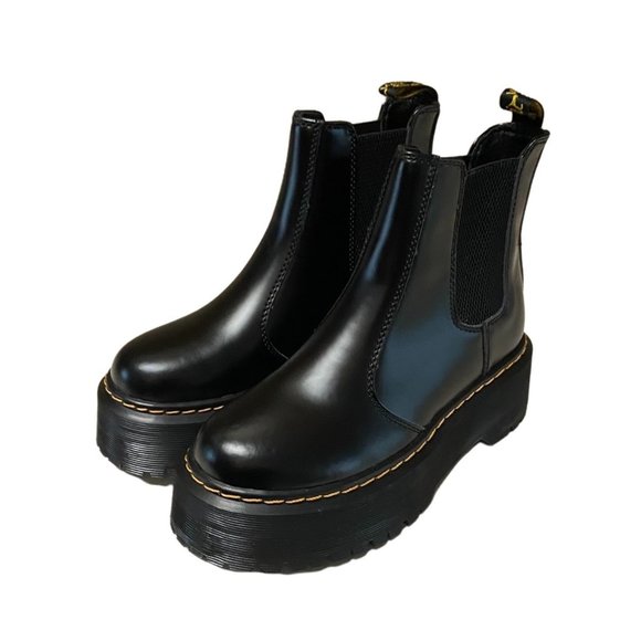 Dr. Martens Shoes - Doc Martins 2976 POLISHED SMOOTH PLATFORM CHELSEA BOOTS Black Women's Size 6-37